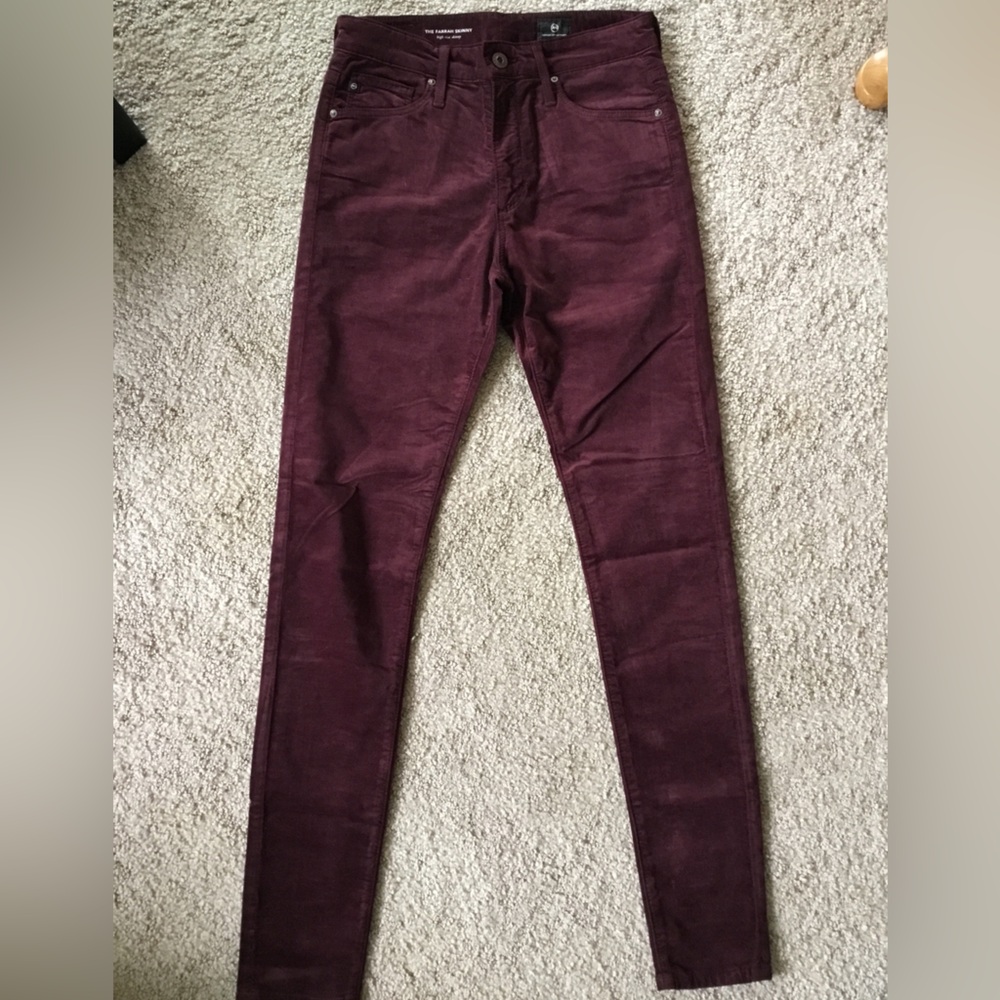 Ag Adriano Goldschmied Women’s Velveteen Pants in Deep Burgundy